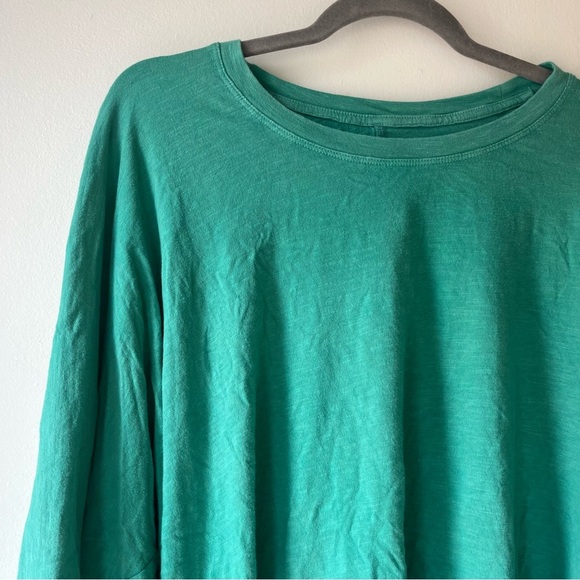Aerie Oversized Green Batwing Slouchy Top L | Relaxed Cotton Tunic Basic - Picture 2 of 9